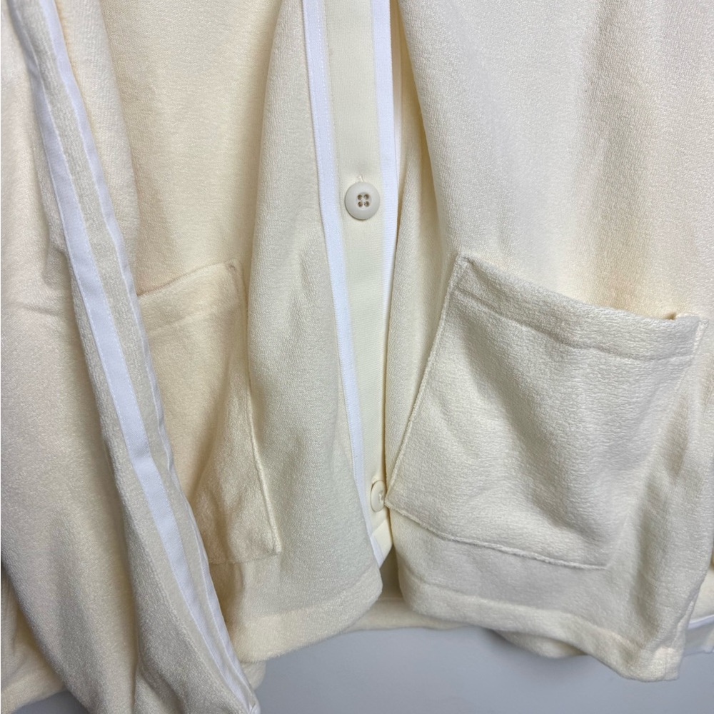 Adidas Originals Butter Yellow Terry Cloth Cardigan XL NEW - Picture 7 of 10